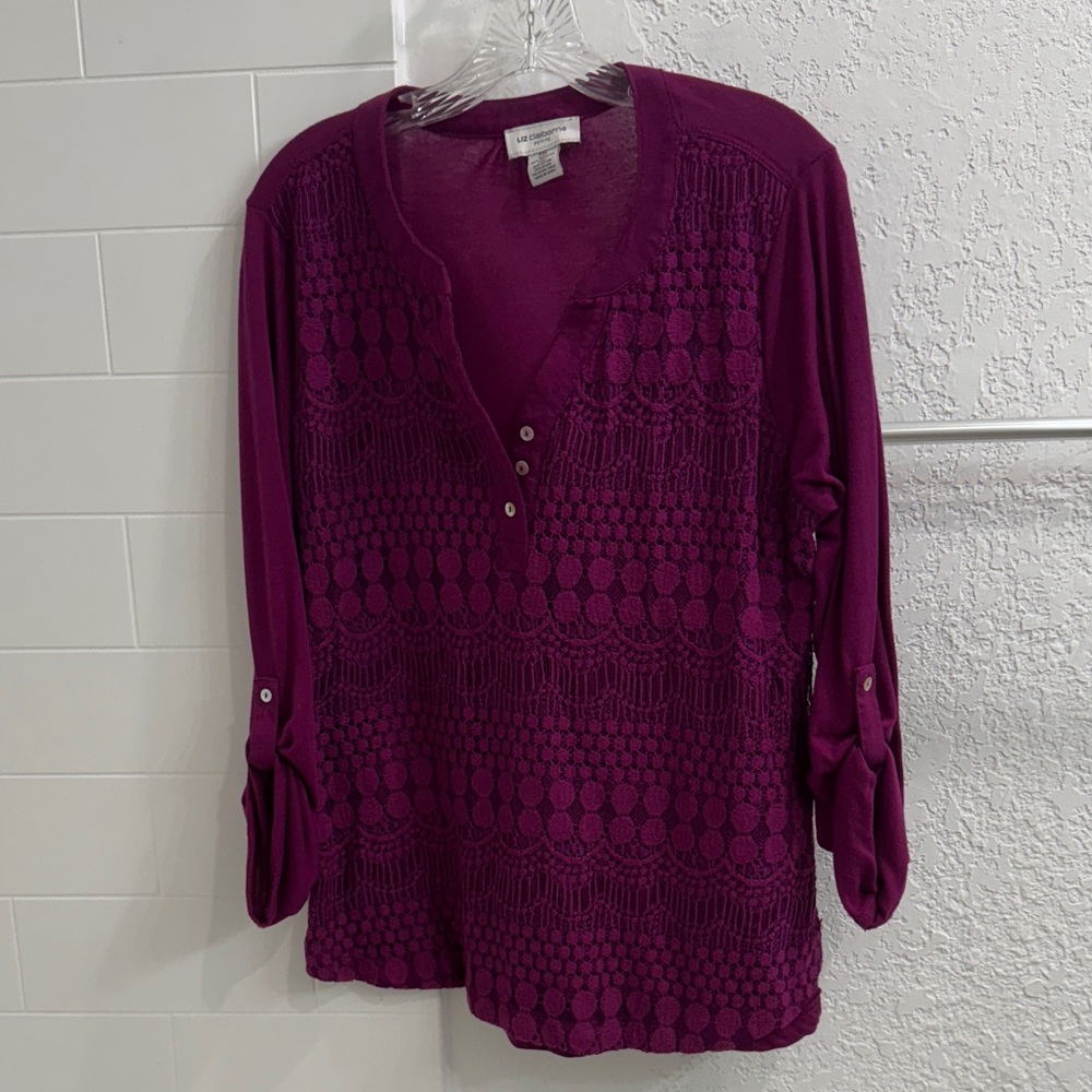 Liz Claiborne Plum Textured Blouse